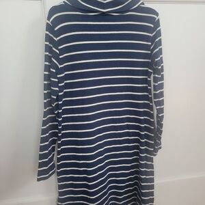 Vineyard Vines Girls' Cowl Neck Blue and White Striped Dress
